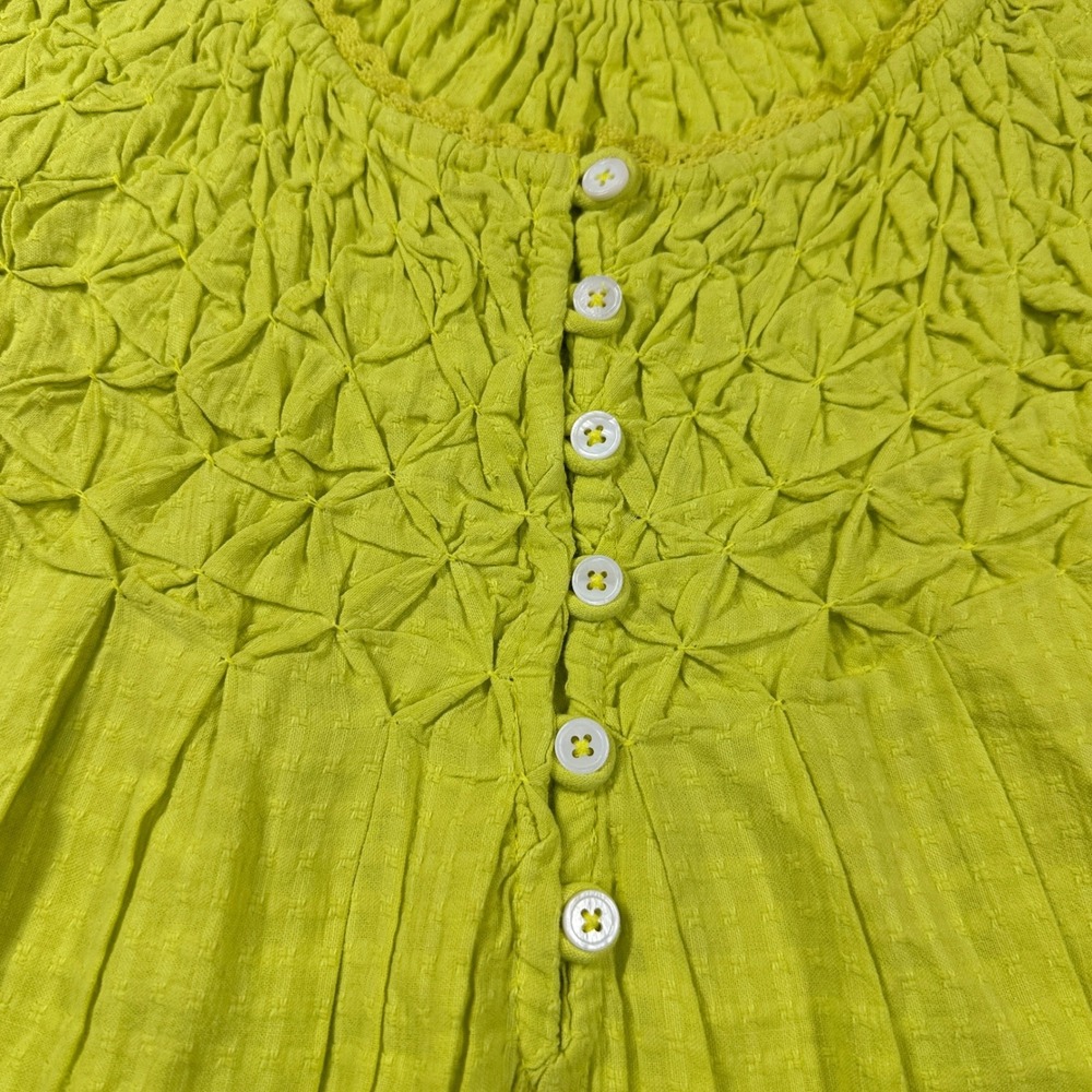 New Sundance Lodi Henley Top L/XL Chartreuse Cotton Boho Cottagecore Babydoll - Picture 6 of 10